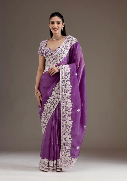 Lavender Lace Saree
