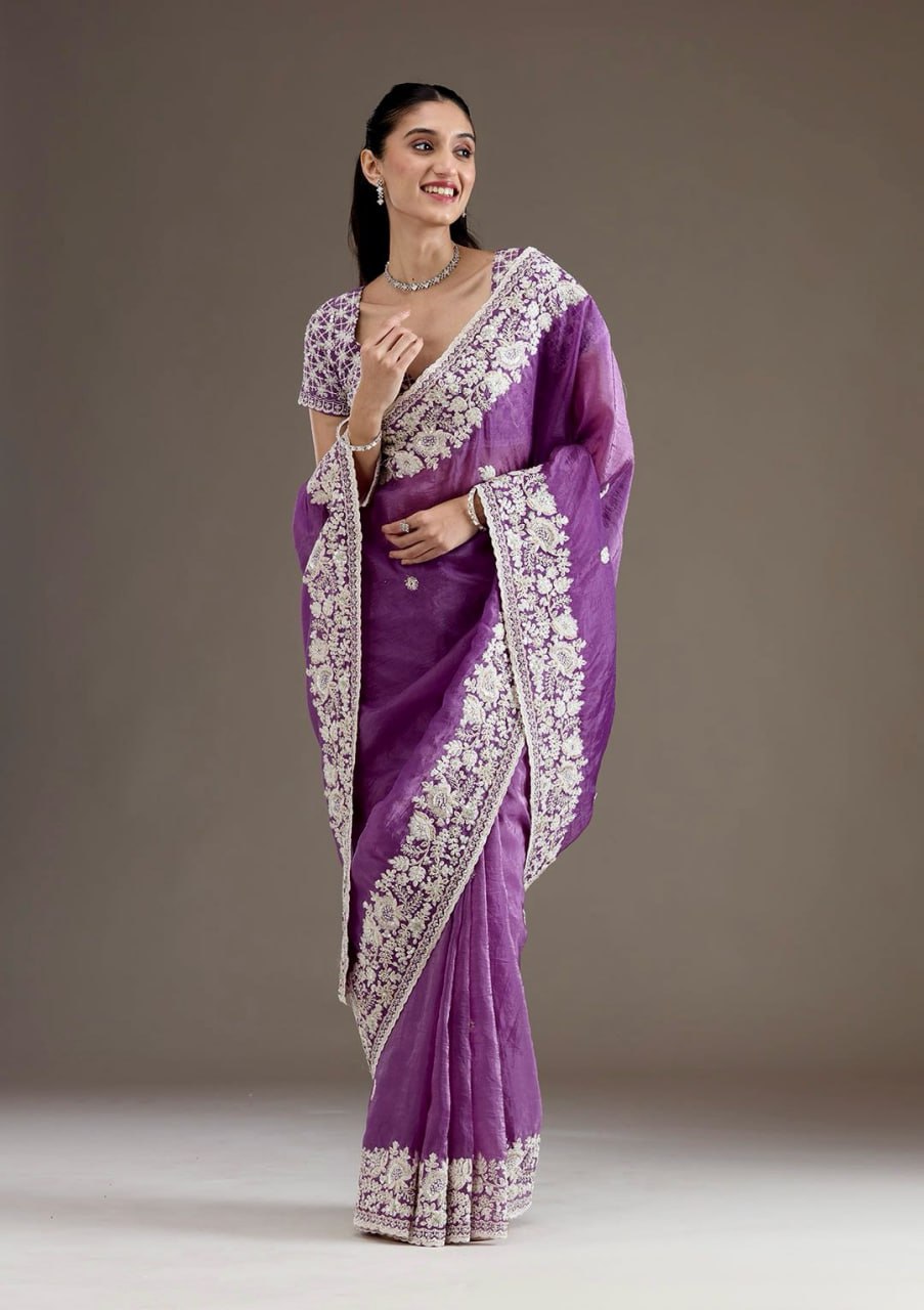 Lavender Lace Saree