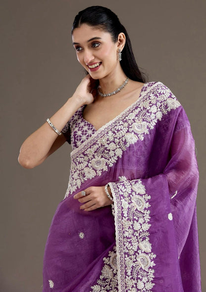 Lavender Lace Saree