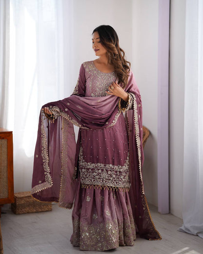 Purple And Maroon Embroidered Salwar Kameez