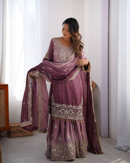 Purple And Maroon Embroidered Salwar Kameez
