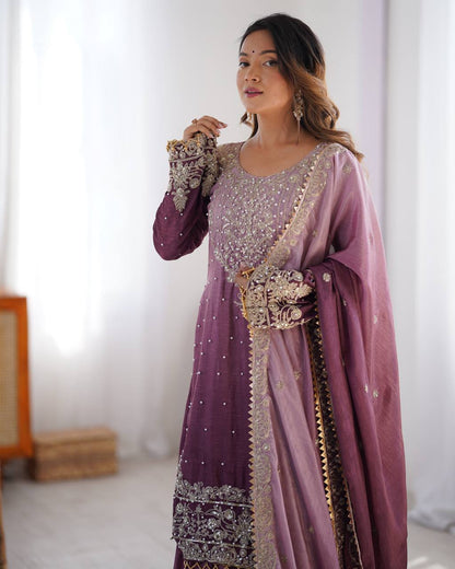 Purple And Maroon Embroidered Salwar Kameez