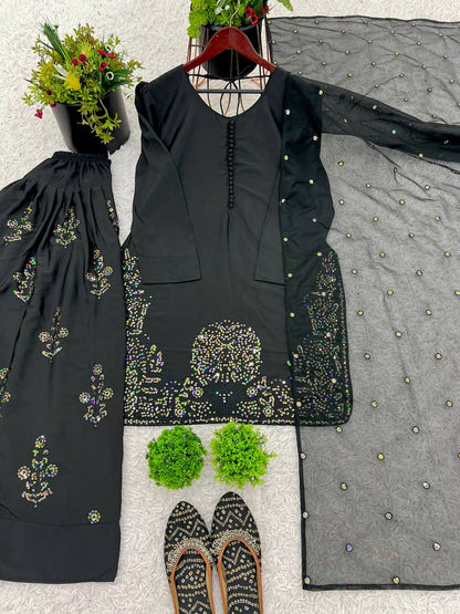 Black Hand Embroideres Suit Set