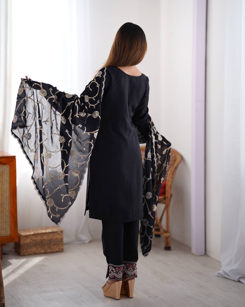 Lilac Embroidered Suit Set