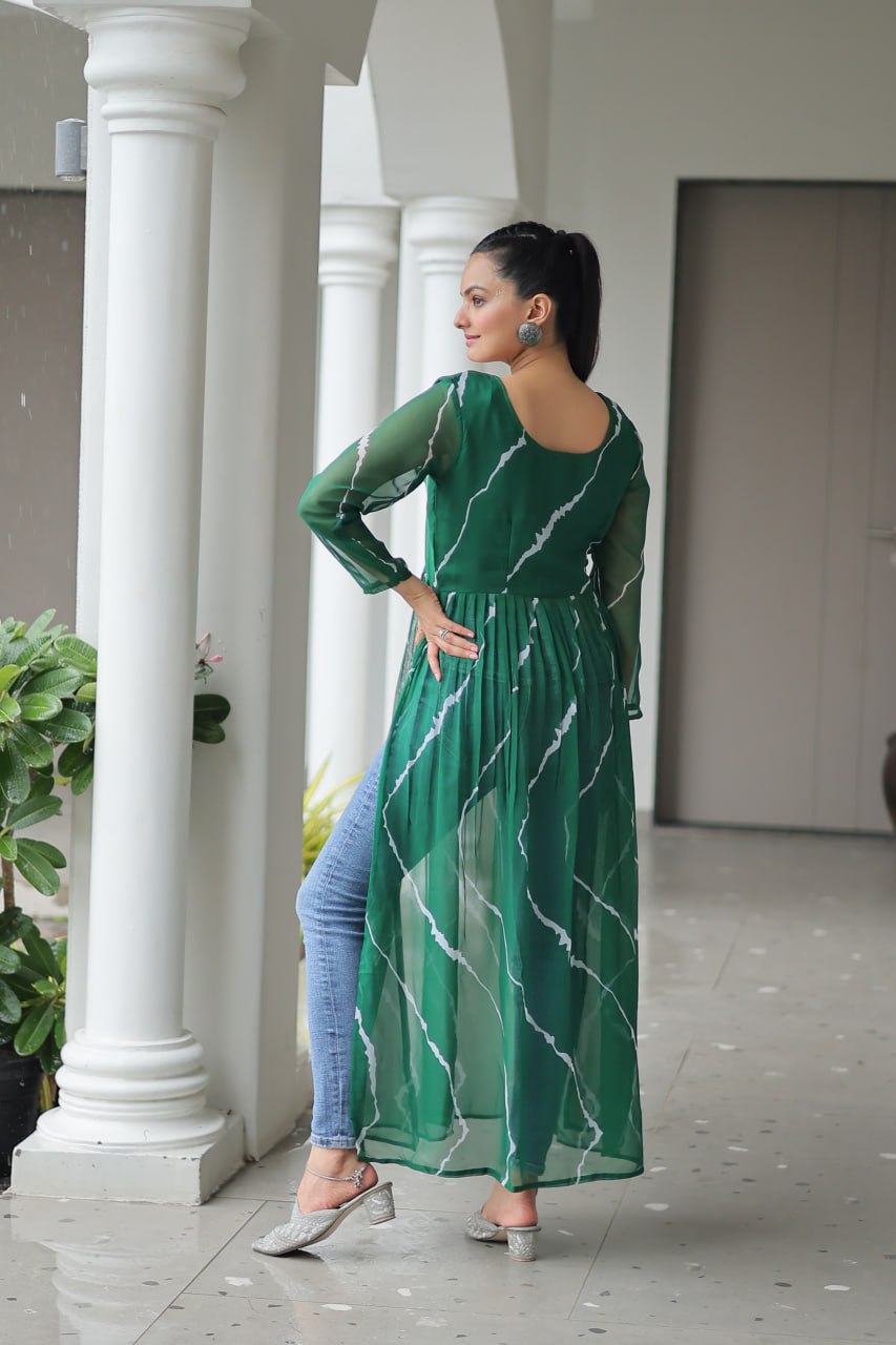 Faux Georgette with Leheriya Print & Kutchi Patchwork