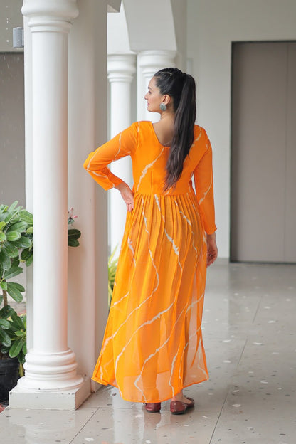 Faux Georgette with Leheriya Print & Kutchi Patchwork