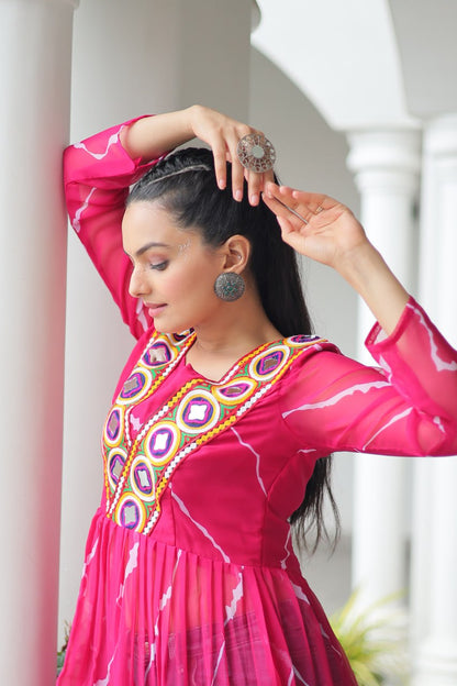 Faux Georgette with Leheriya Print & Kutchi Patchwork