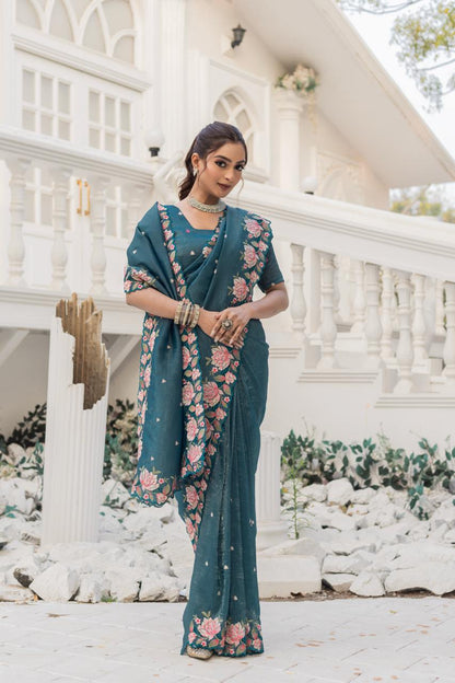Floral Drape Pure crush Silk Saree