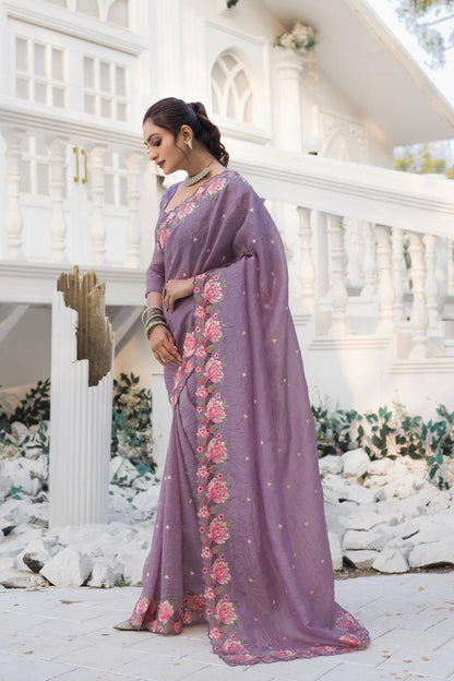 Floral Drape Pure crush Silk Saree
