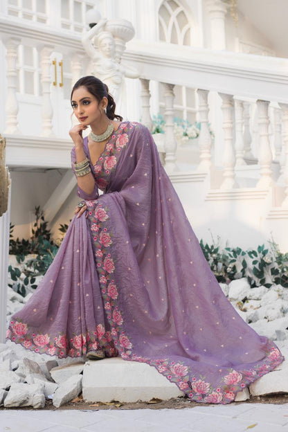 Floral Drape Pure crush Silk Saree
