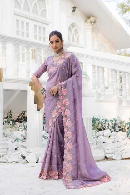 Floral Drape Pure crush Silk Saree