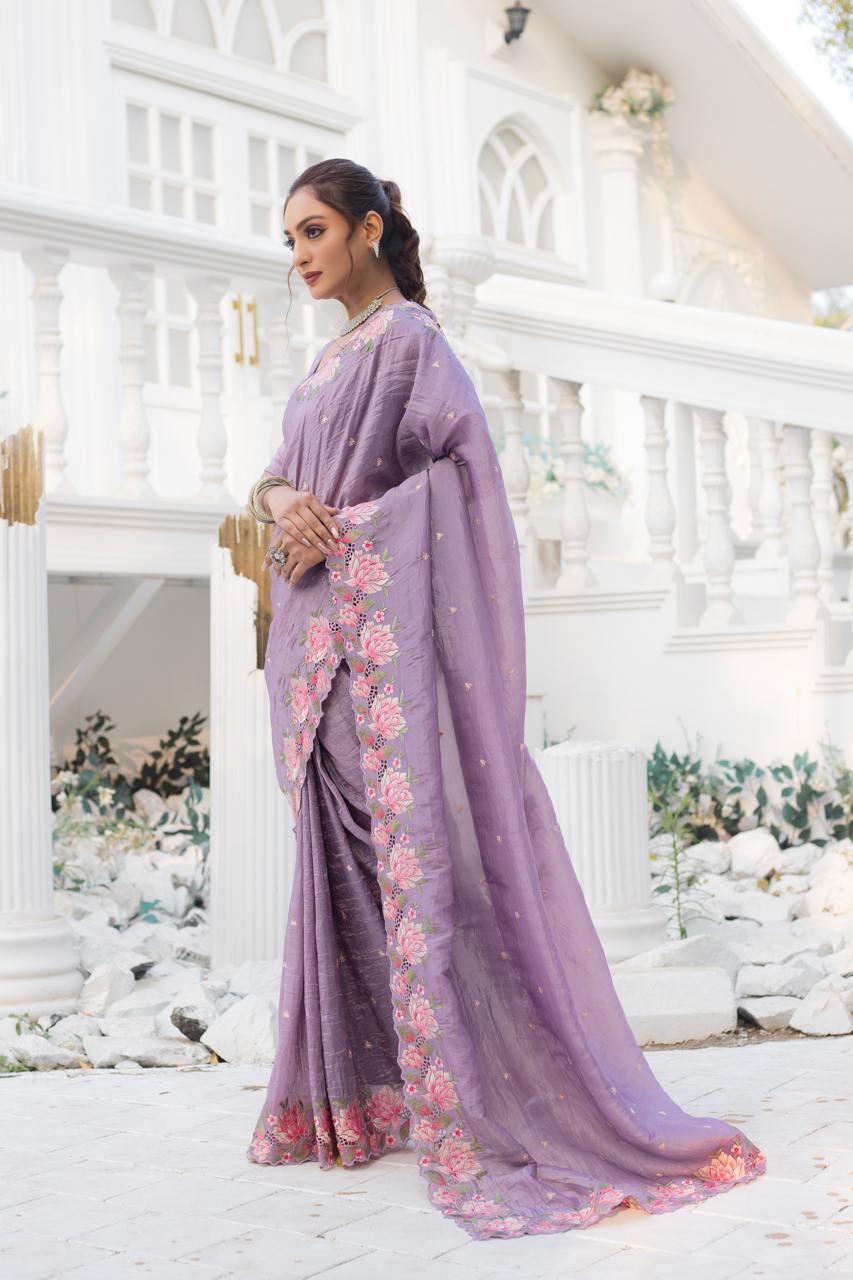 Floral Drape Pure crush Silk Saree