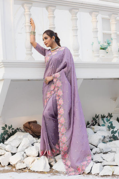 Floral Drape Pure crush Silk Saree