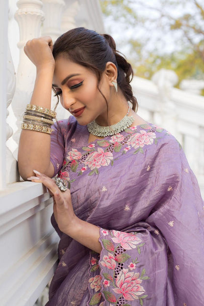 Floral Drape Pure crush Silk Saree