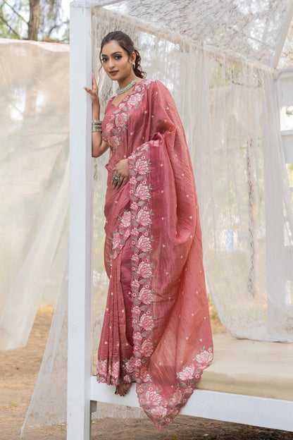 Floral Drape Pure crush Silk Saree