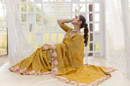 Floral Drape Pure crush Silk Saree