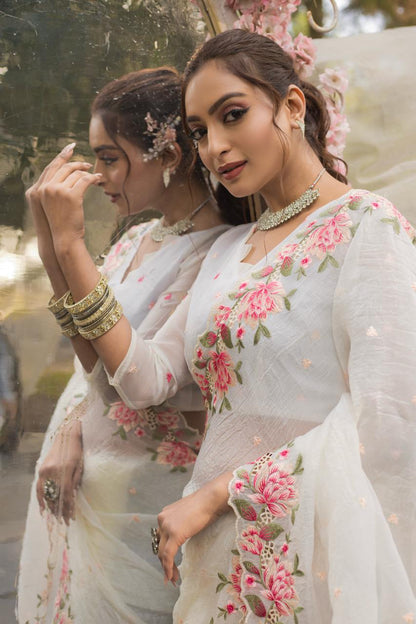 Floral Drape Pure crush Silk Saree