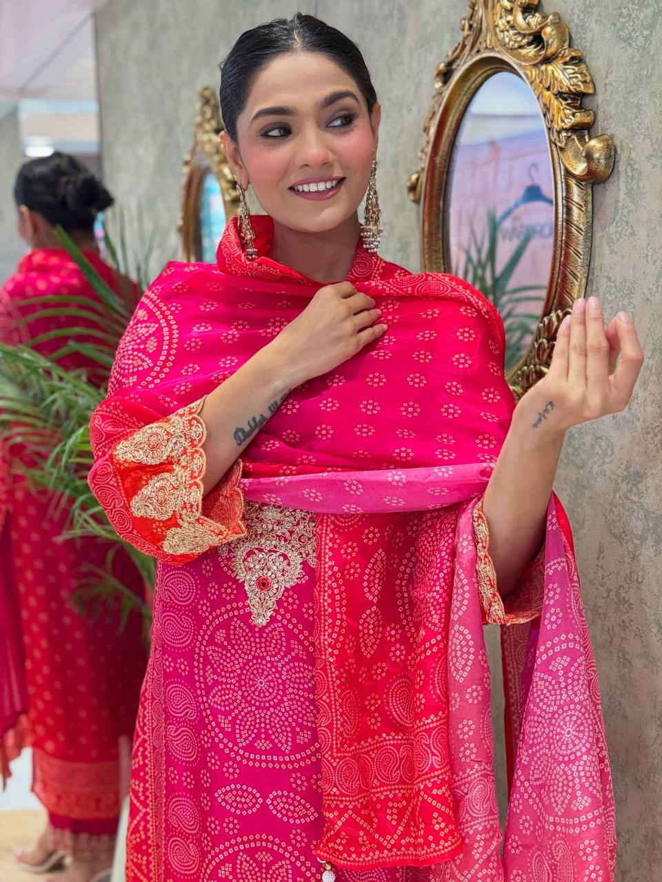Festival wear natural crepe silk kurta pant with dupatta sets
