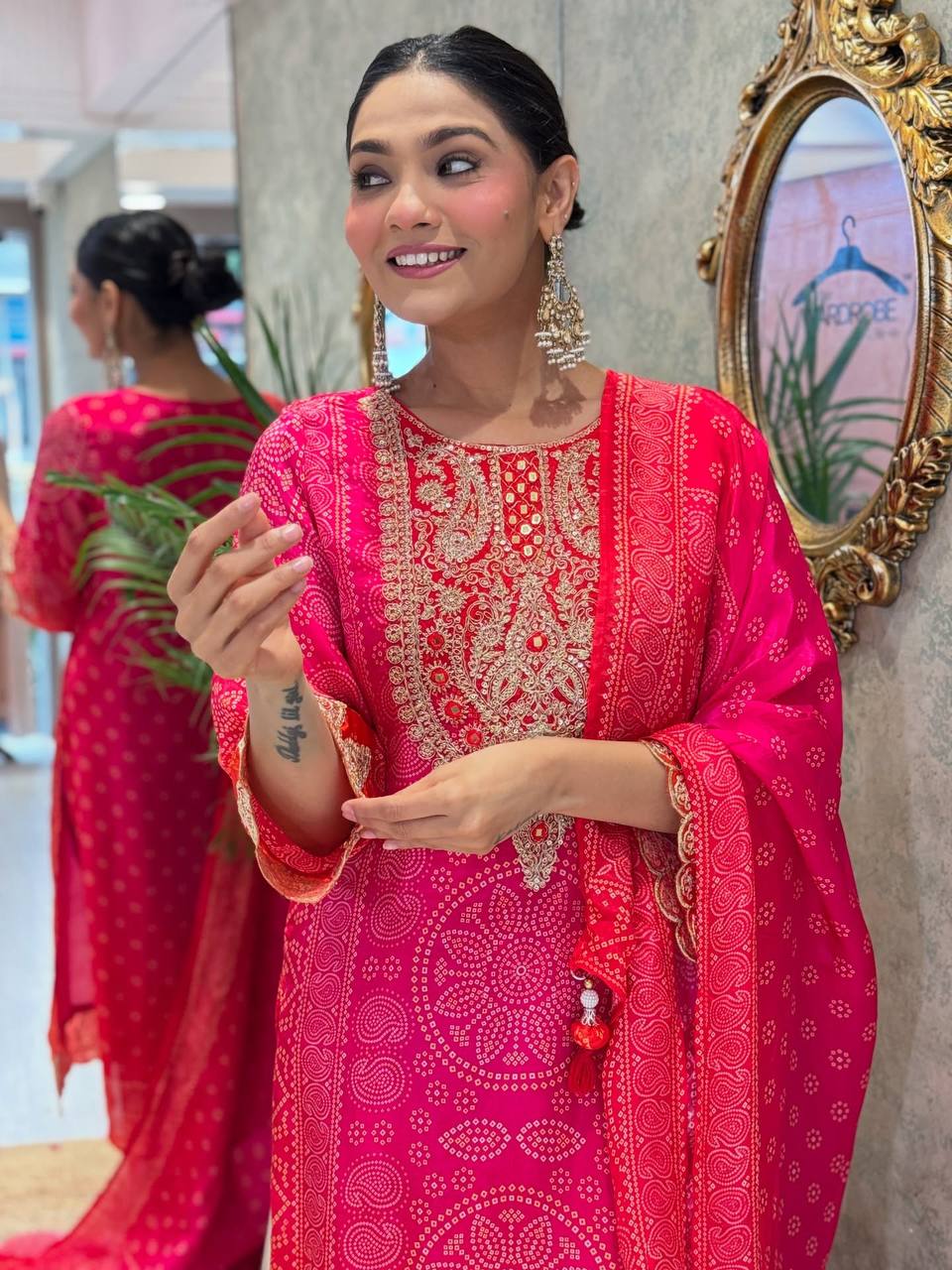 Festival wear natural crepe silk kurta pant with dupatta sets