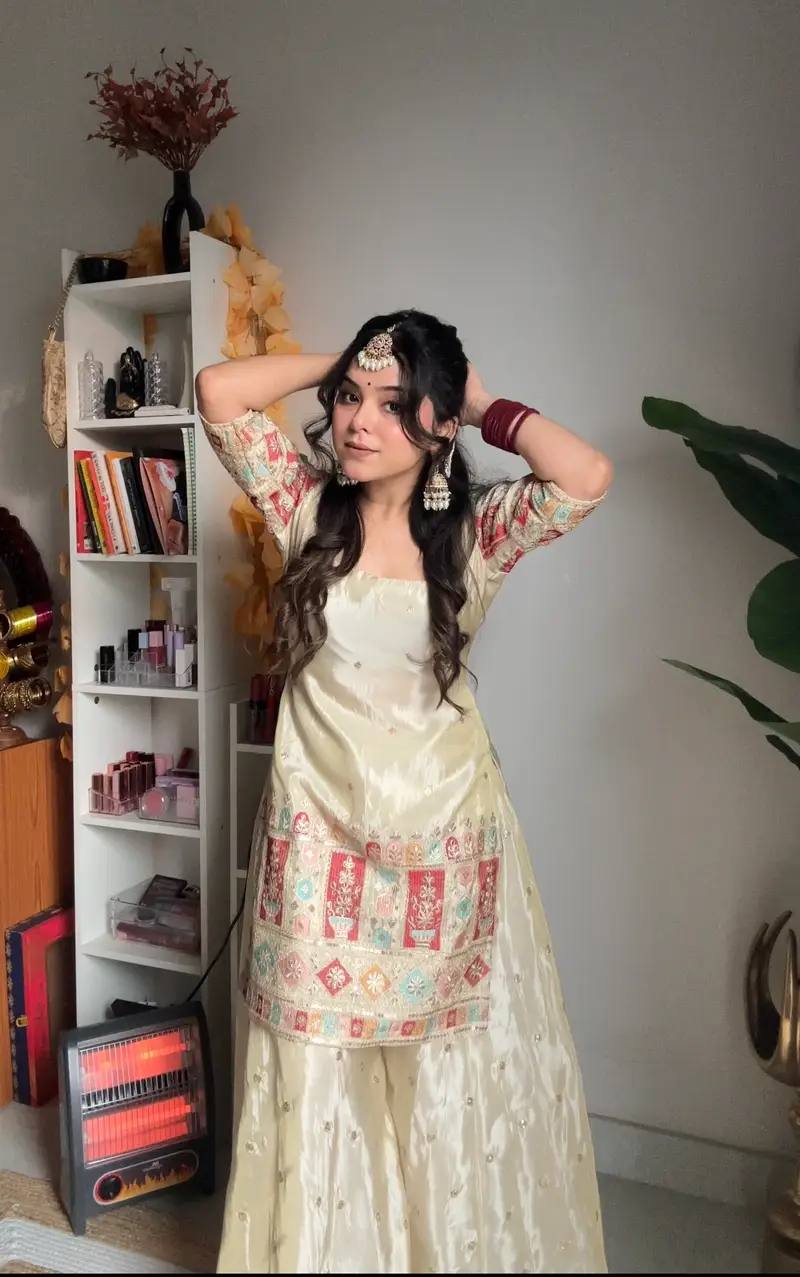 Presenting New  Heavy Embroidery Sequence Work Top-Gharara And Dupatta Set Fully Stitched Ready To Wear Collection