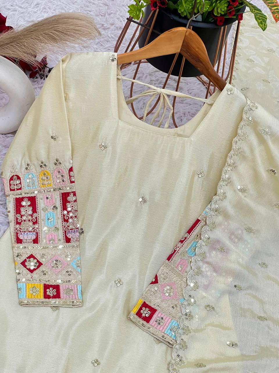 Presenting New  Heavy Embroidery Sequence Work Top-Gharara And Dupatta Set Fully Stitched Ready To Wear Collection
