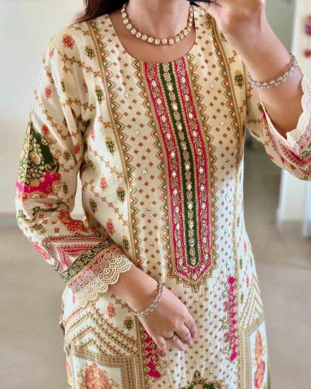 Cotton suit sets with chanderi fabric dupatta