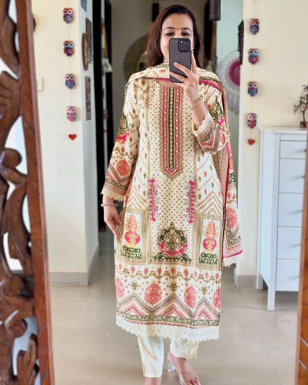 Cotton suit sets with chanderi fabric dupatta
