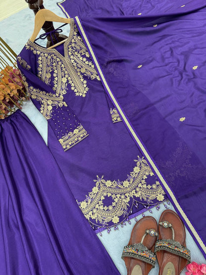 Heavy Chinon Silk Kurta Palazzo Set