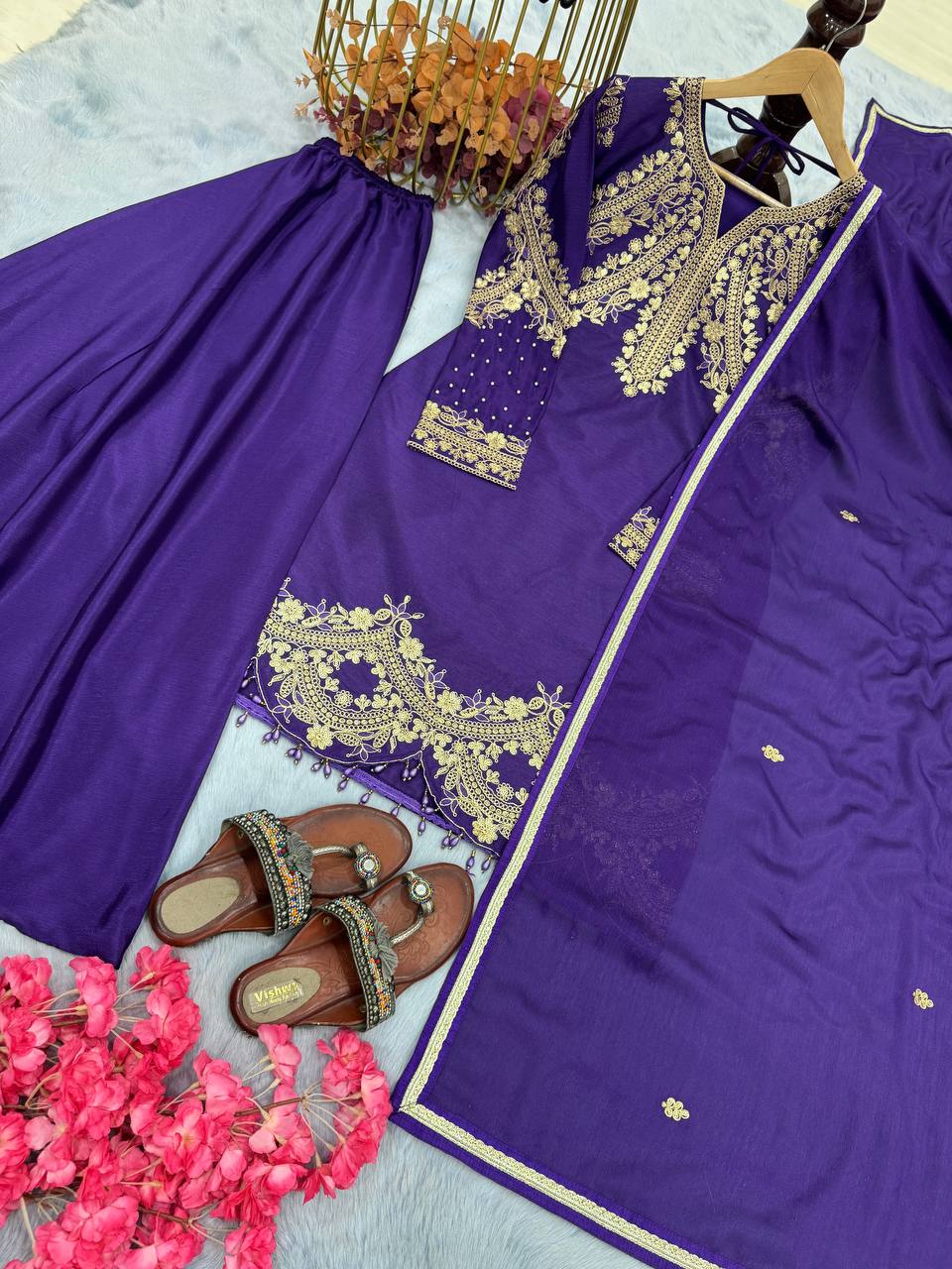 Heavy Chinon Silk Kurta Palazzo Set