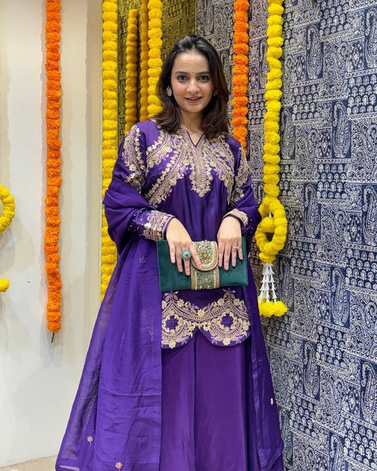 Heavy Chinon Silk Kurta Palazzo Set