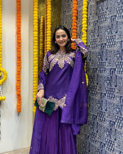 Heavy Chinon Silk Kurta Palazzo Set
