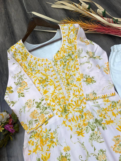 "Embroidered Rayon Top & Plazo Set with Micro Cotton Inner – Stylish & Comfortable"