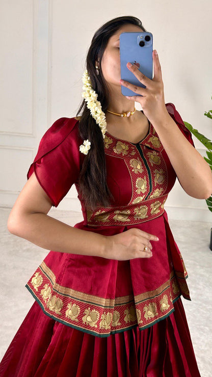 Elegant Jacquard Silk Lehenga Choli Set with Canvas Pata