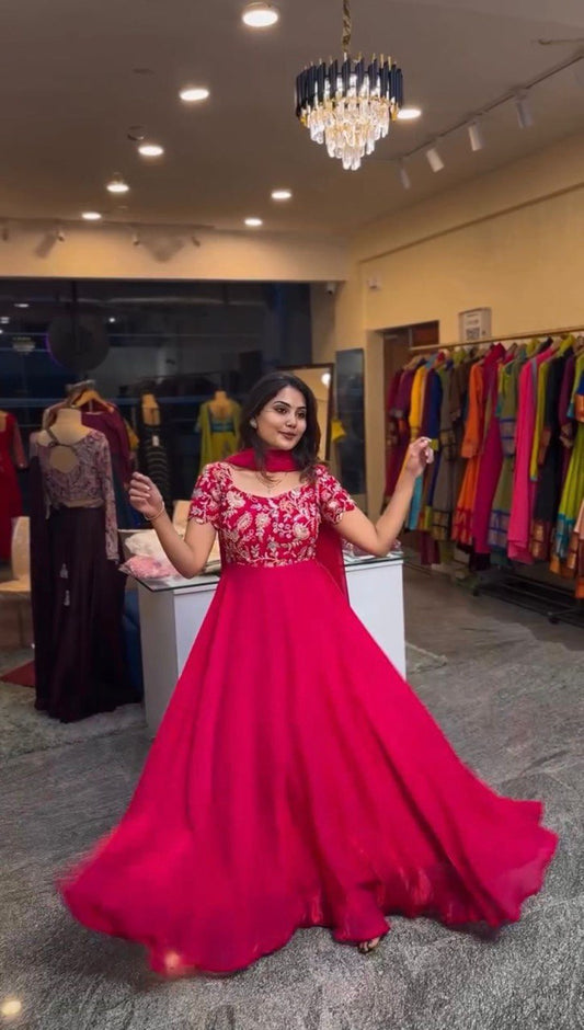 "Elegant Crepe Top, Pant, and Dupatta Set with Thread Work & Sequins"
