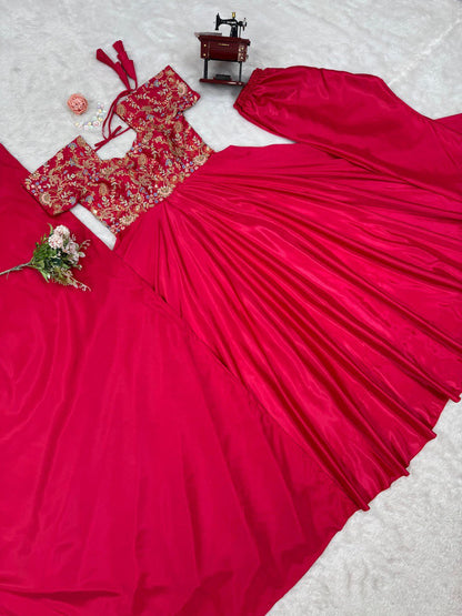 "Elegant Crepe Top, Pant, and Dupatta Set with Thread Work & Sequins"