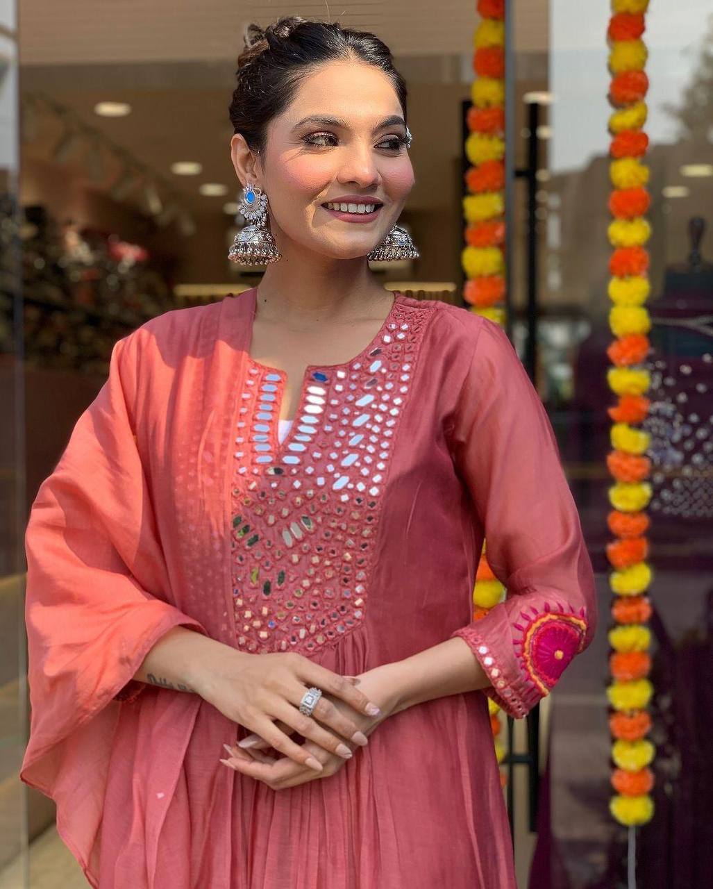 Designer muslin silk kurta pant with dupatta sets