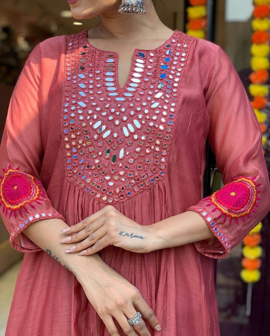 Designer muslin silk kurta pant with dupatta sets
