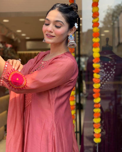 Designer muslin silk kurta pant with dupatta sets