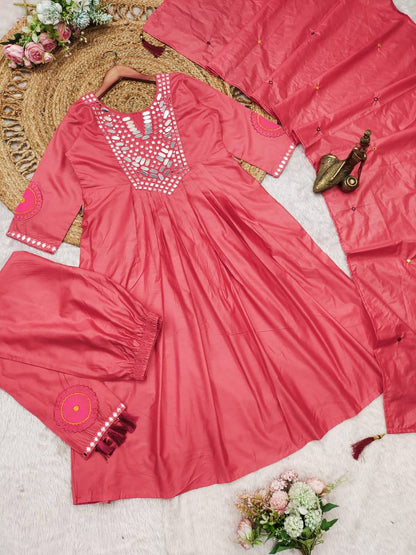 Designer muslin silk kurta pant with dupatta sets