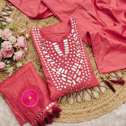 Designer muslin silk kurta pant with dupatta sets