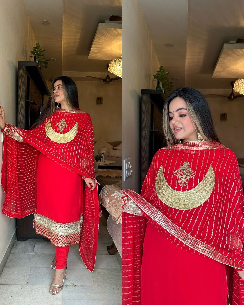 "Elegant Allure: Threadwork & Mirror Magic"