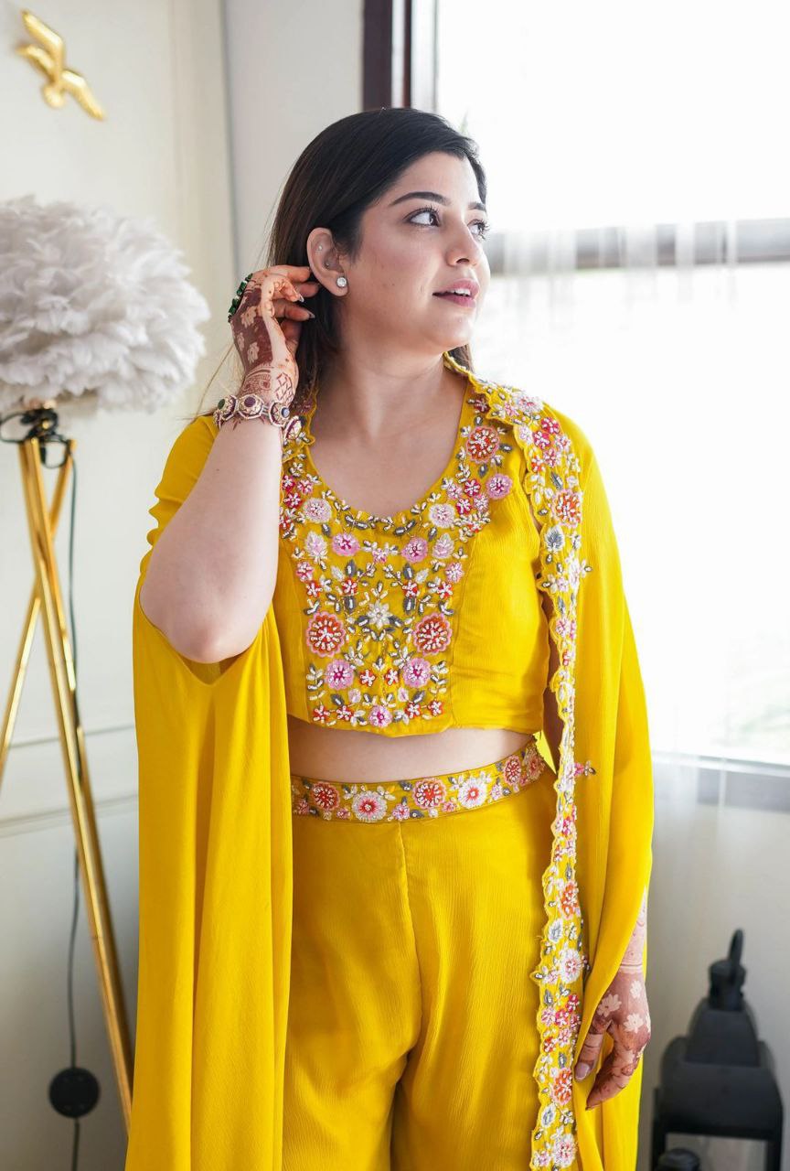 "Elegant Indo-Western Sharara Set with Sequin Embroidery"