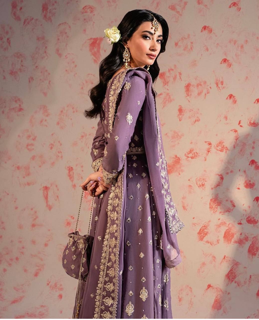 "Elegant Chinnon Silk Gwon Set with Heavy Embroidery & Sequence Work"