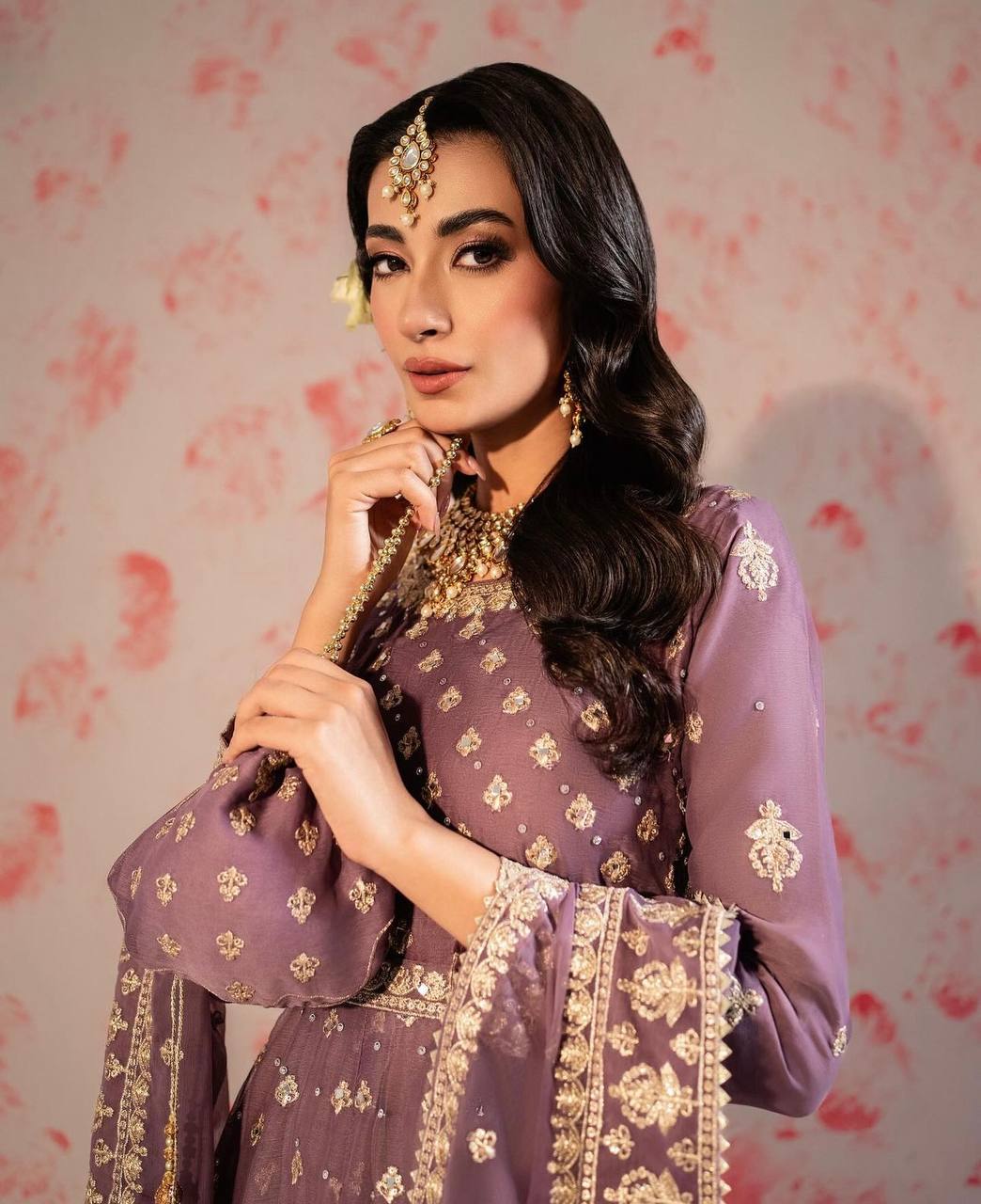"Elegant Chinnon Silk Gwon Set with Heavy Embroidery & Sequence Work"