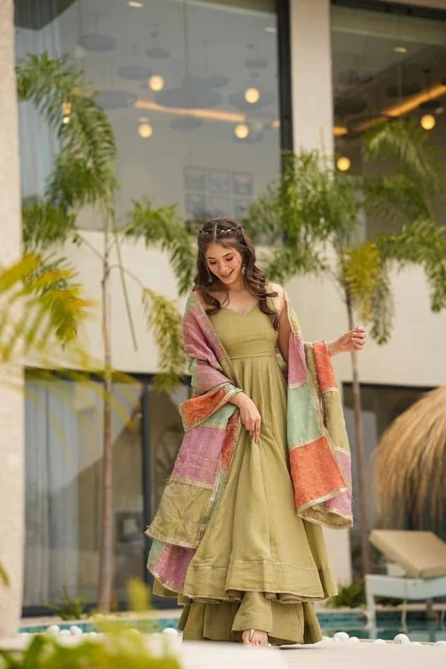 "Elegant Jalpari Silk Set with Lace & Digital Print Dupatta"