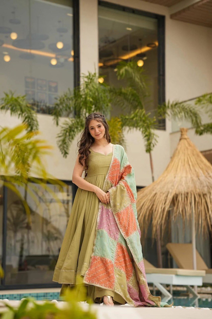 "Elegant Jalpari Silk Set with Lace & Digital Print Dupatta"
