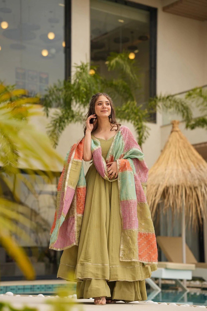 "Elegant Jalpari Silk Set with Lace & Digital Print Dupatta"