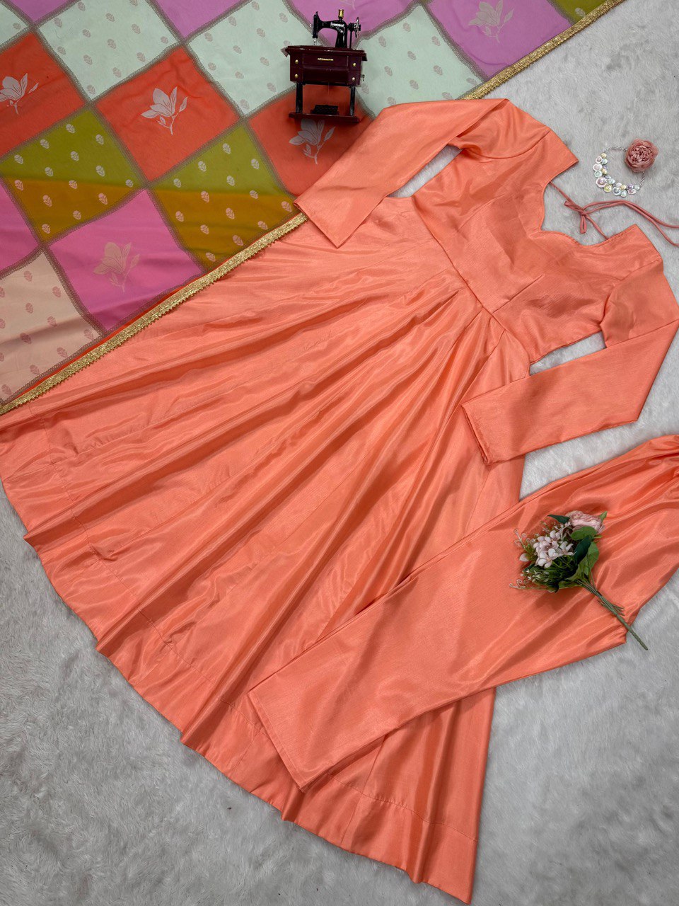 "Elegant Jalpari Silk Set with Lace & Digital Print Dupatta"