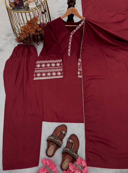 Natural Satin with Elastic Waist Kurta Palazzo set