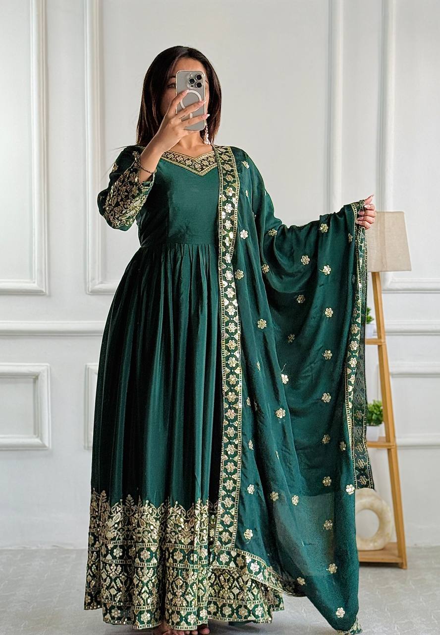 "Elegantly Embellished Gwon Set with Cinon Silk, Embroidery, and Butter Silk Bottom"
